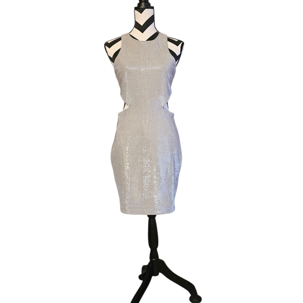 Express Silver Sheath Dress Halter Sleeveless